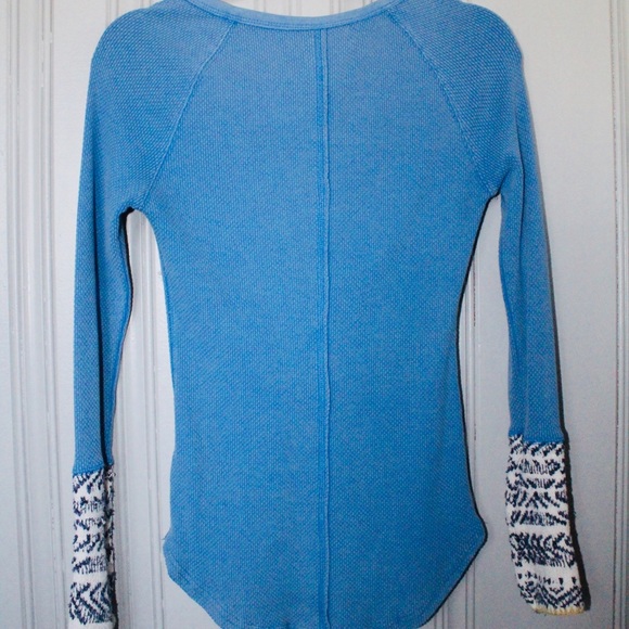 •FREE PEOPLE• Alpine Cuff Newbie Blue Thermal - Picture 6 of 6